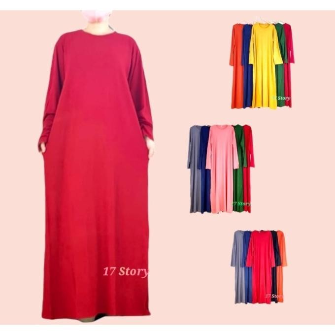 Gamis Basic Wanita Premium Bahan Kaos Import Kekinian 4008