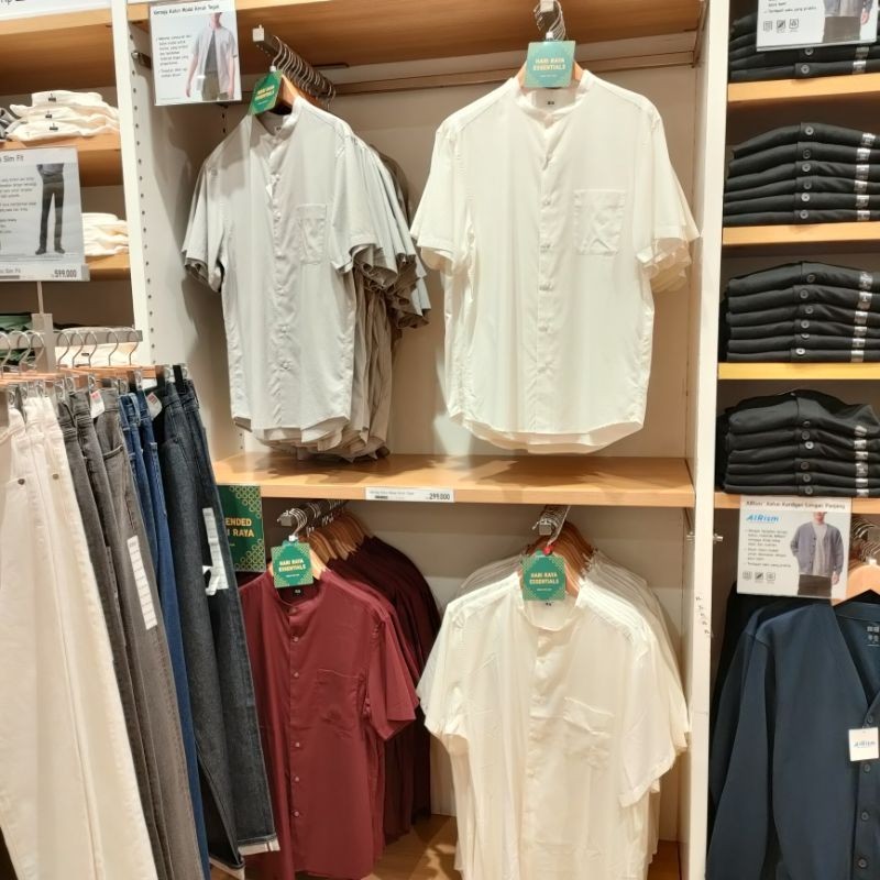 Kemeja Uniqlo Men Katun modal kerah tegak jastip jasa titip