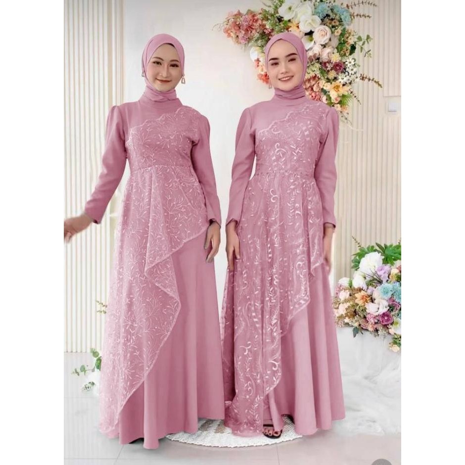 Maxi Tiana Gamis Brukat Muslim Dress Kondangan Model Baru 2023 Dewasa