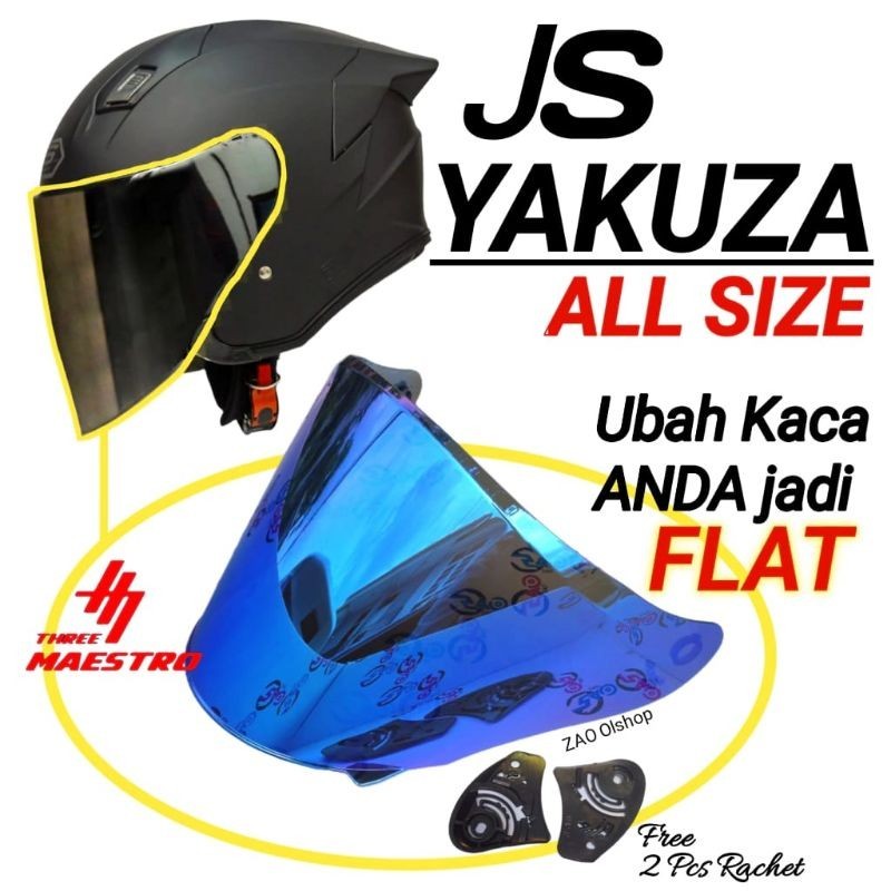 Kaca Helm ALV SKYCAT CENTRO Visor Helmet FLAT venom open flat datar tebal premium by Three Maestro h
