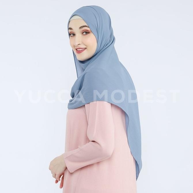 Crystal Hijab Pashmina Crinkle Chiffon Safaa Marine - Yucca Modest