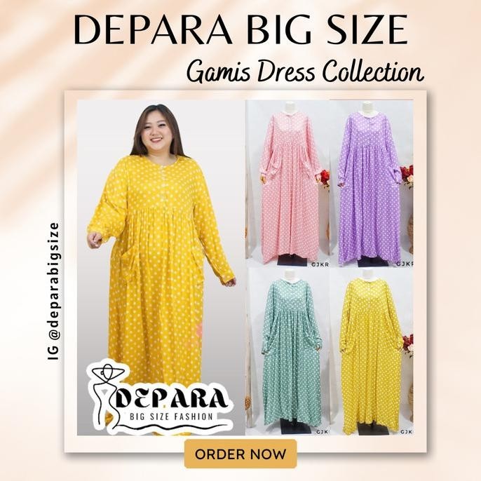 Gamis Raisha Polkadot Jumbo Rayon Ld 135 - 150 Modern Dress Big Size