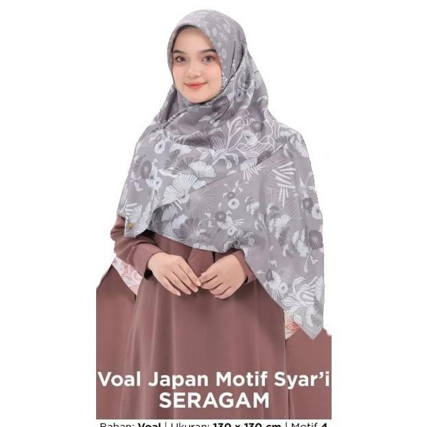 Segiempat Syari Jumbo Voal Motif Jilbab Umama Kerudung 130X130 Hijab