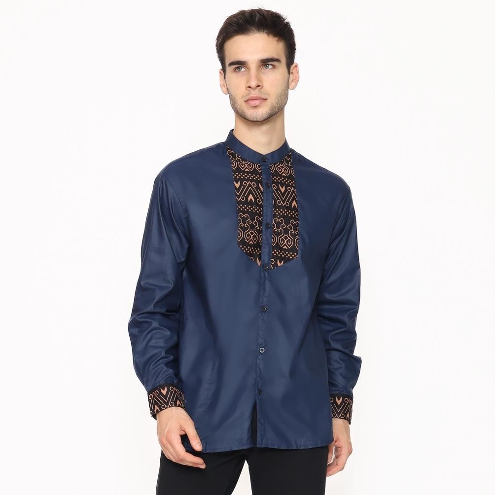 Ramadhan Sale Alawi - Baju Koko Pria Muslim Lengan Panjang Motif Busur Hitam Kombinasi Hadroh Azzahi