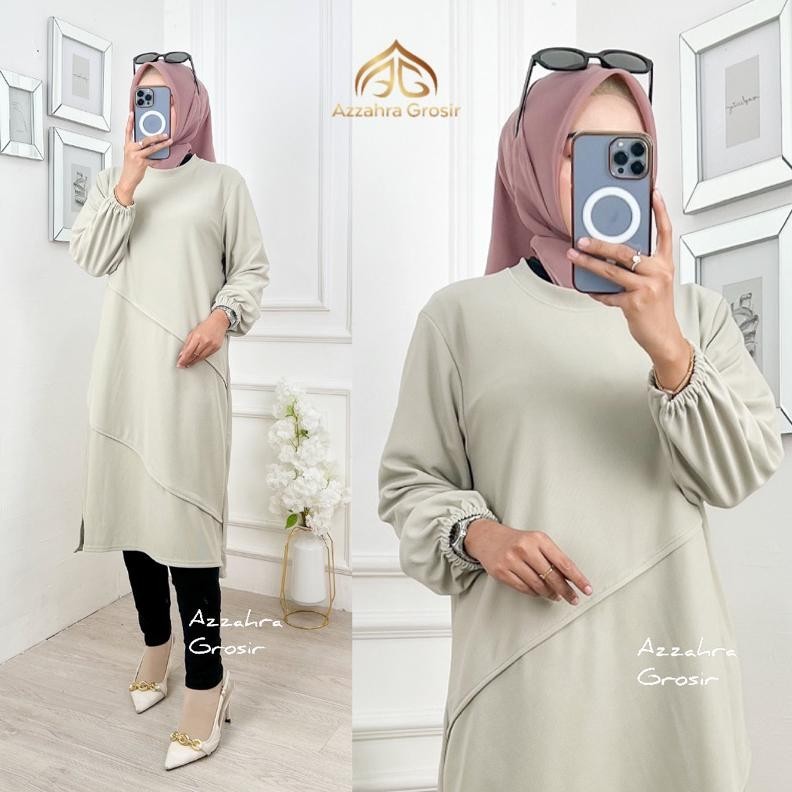 Promo Am - Khaya Tunik Wanita Knit Rib Hanover Dress Muslim / 596-7748 Original