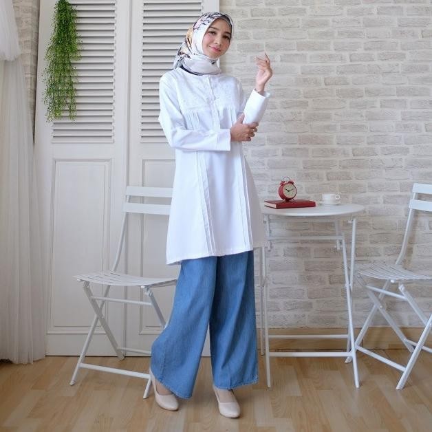 Tunik Putih Muslim Atasan Tunik Baju Tunik Putih Atasan Tunik Putih Wa