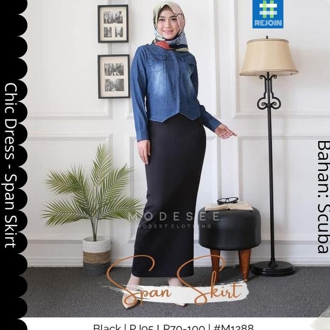 Rok Ketat Wanita Muslim Muslimah Modern Span Skirt Dress Ootd Kerja