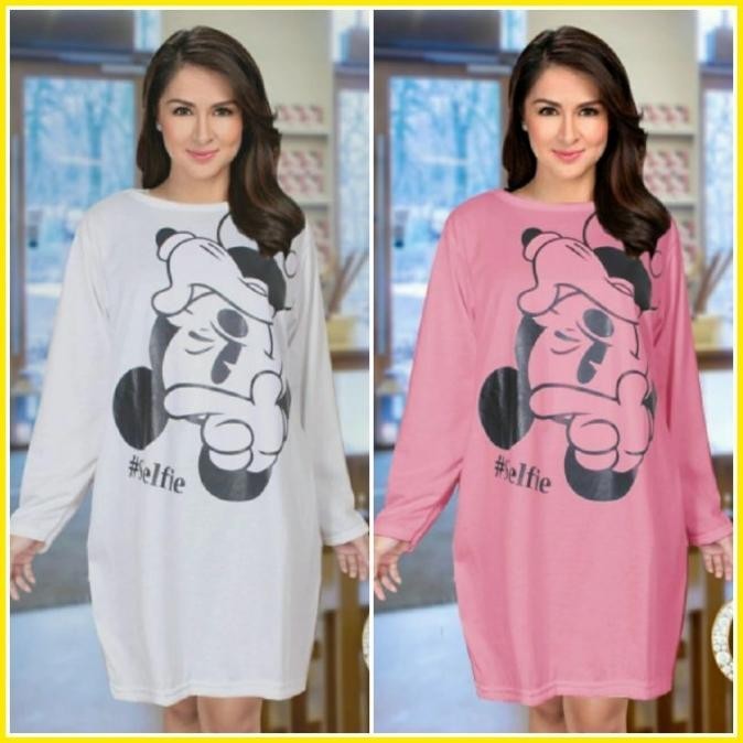 Jf02 Tunik Kaos Wanita Import Baju Atasan Jumbo Lengan Panjang Terbaru