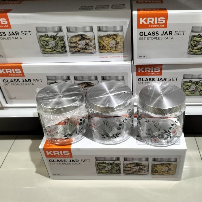 Kris 1000 Ml Set 3 Pcs Stoples Kaca/GLASS JAR SET