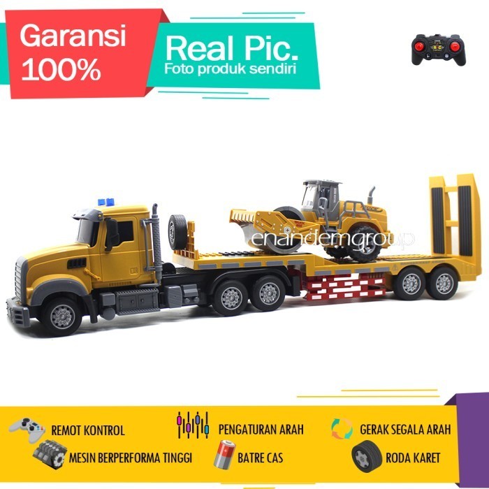 Mainan Mobil Remot Kontrol Rc Truk Flatbed Towing Car Carrier Jumbo