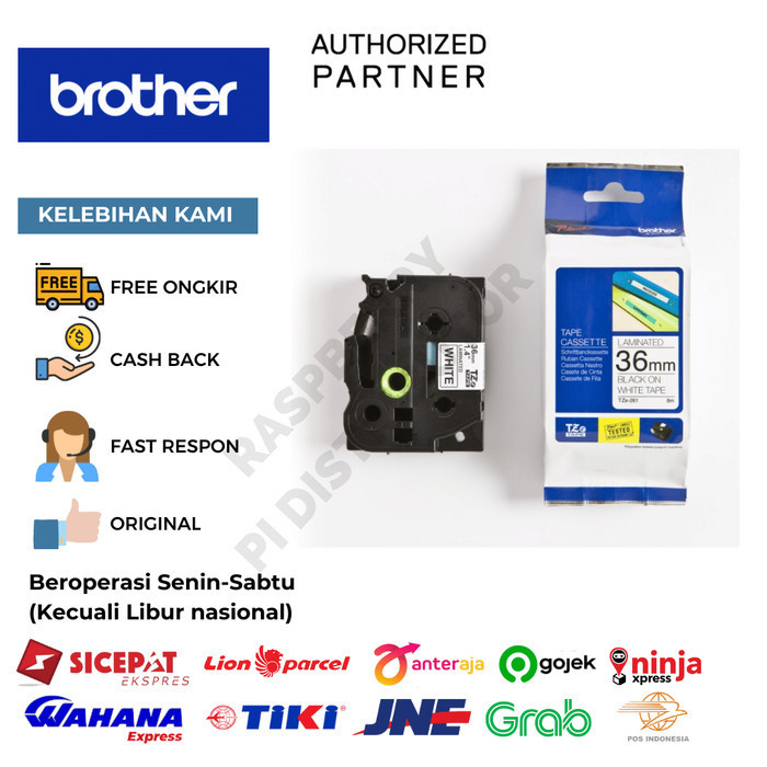 

Brother Label Tape Tze-261 36Mm Black On White / Tze 261 Pita