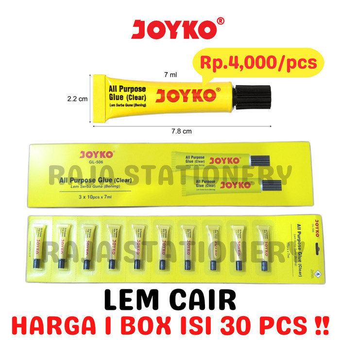

Joyko All Purpose Glue Lem Serbaguna Cair Bening 7Ml Gl-506 [30Pcs]