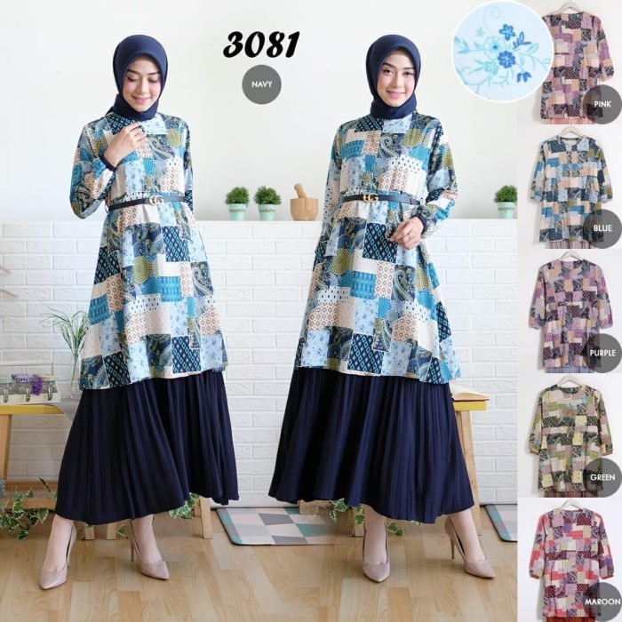 Gamis Plisket Motif Batik. Maxi Dress Prisket Ori Mosca Free Belt HotR33A