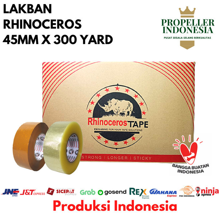 

Lakban Bening/Coklat Rhinoceros Tape 2 Inci 45Mm X 300 Yard @36Pcs/Dus