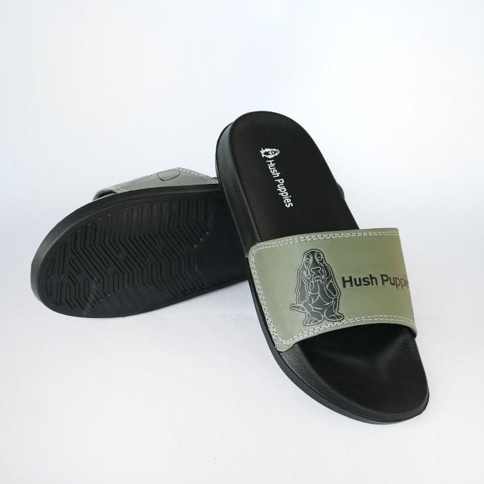 SANDAL HUSH PUPPIES OLIVE BLACK BIG LOGO SANDAL SLOP PRIA TERBARU
