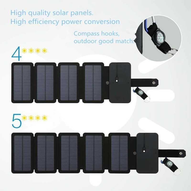 KERNUAP Charger Solar Panel Portable 5 Folding USB Output Port 9W 5V KER-SO1 Baterai Tenaga Aipet Tablet Murah Charging Station Aki Batrei Handphone Aksesoris Otomatis Solarcell Li Lepas Adapter Ac Batteray Batre Bekas Lipo Batrey Terbaru Second Portab TK