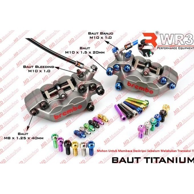 Baut Kaliper Titanium WR3 Untuk Breket Brembo Depan dan Belakang