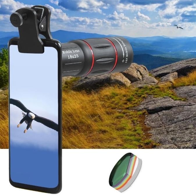 Teropong Hp / Teleskop 18X Super Jarak Jauh Hp Dan Kamera + Tripod