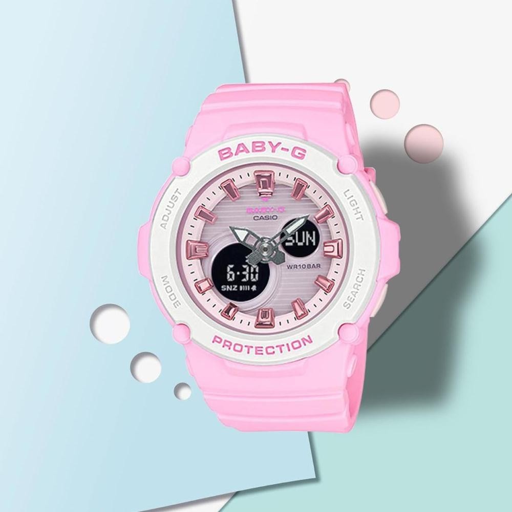 Promo Thr Jam Tangan Wanita & Anak Anak Baby-G Shock Bga-270 Pink Tosca Lilac Putih Digital Dual Tim