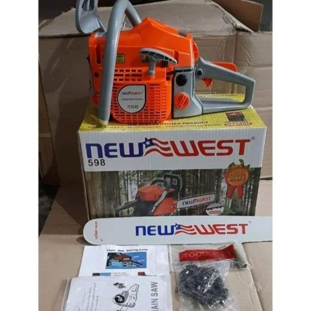 Terbaru Chainsaw New West 598 22" Mesin Potong Kayu/Mesin Gergaji Kayu