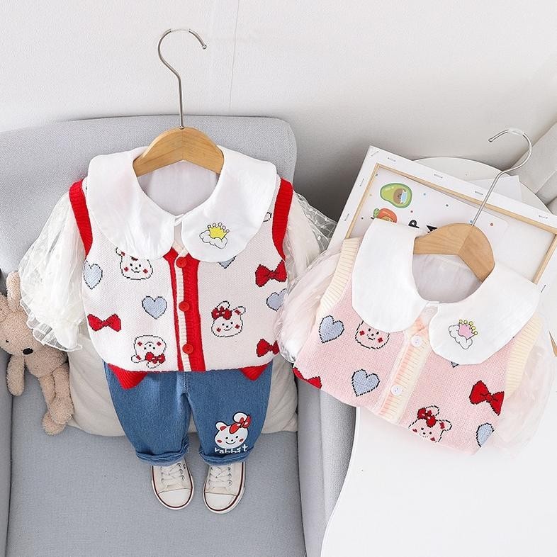 {NEW} BISA / Setelan Anak Import DEFNY / One Set Anak Perempuan Lebaran / Setelan Anak Korean Style 