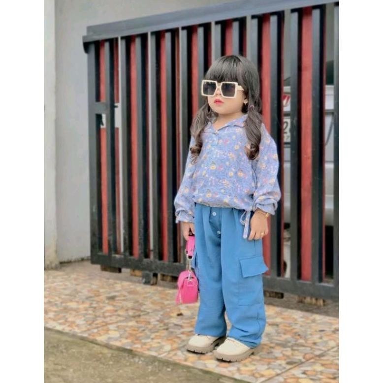 One Set Cargo Rayon Anak Perempuan1-10 Tahun/Setelan Baju Anak perempuan/baju anak cewek/couple ibu 
