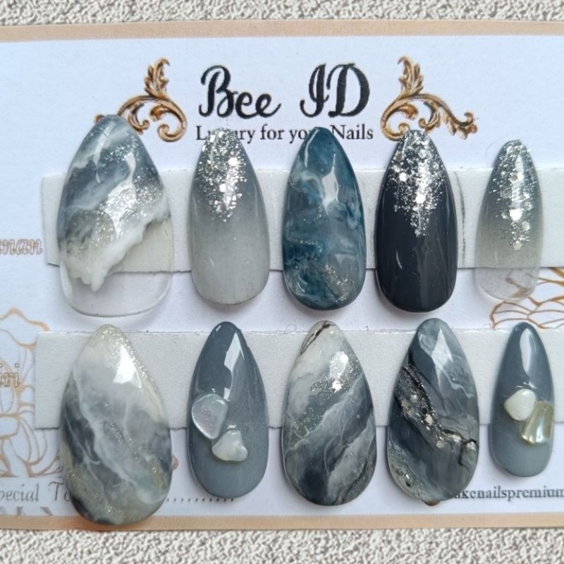 nails Denim by Bee ID gallery nail art blitar kuku palsu fake nails warna biru denim