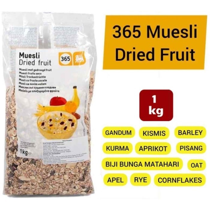 

Muesli Dried Fruit 365 Sereal Sarapan Vegan Oat Apermut 1Kg 1 Kg