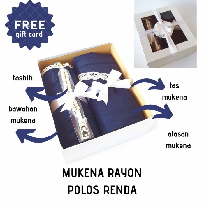 

Hampers Mukena Rayon Polos Renda Free Box Dan Tasbih