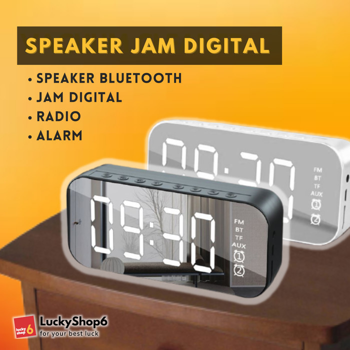 Jam Speaker Bluetooth Digital Mini Alarm Murah LED Display Clock Smart