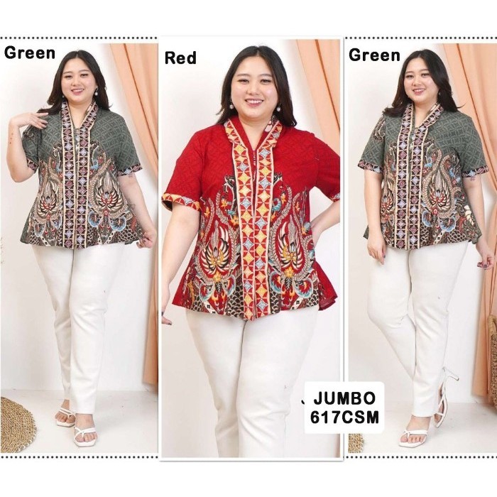 READY Blouse Batik Super Jumbo Bigsize Baju Atasan Wanita Big Size 525 vol49