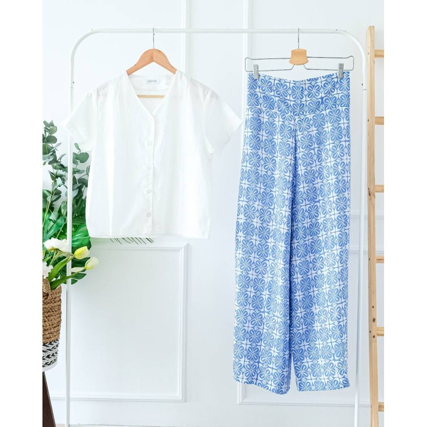 One Set Batik Outer Kulot Panjang Batik Wanita Premium Batik Pastel