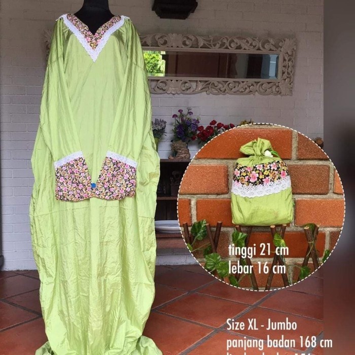 Mukena Parasut Terusan Size Jumbo Bahan Tebal Cantik Lengkap Tas