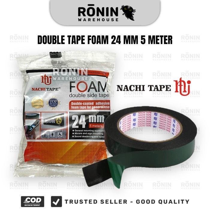 

] NACHI Isolasi Double Tape Foam 24mm x 5 m Ijo Hijau Lakban Bolak Balik