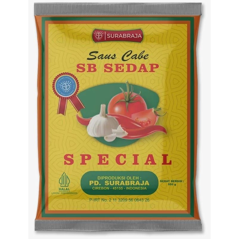 

Saus Sambal | Saos SB SEDAP SPECIAL | Saos Cabe SURABRAJA 550gr