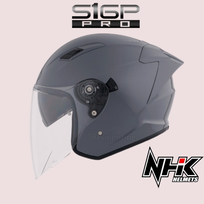 promo NHK S1GP PRO Grey Glossy Solid Helm Half Face S1-GP abu kilap SNI