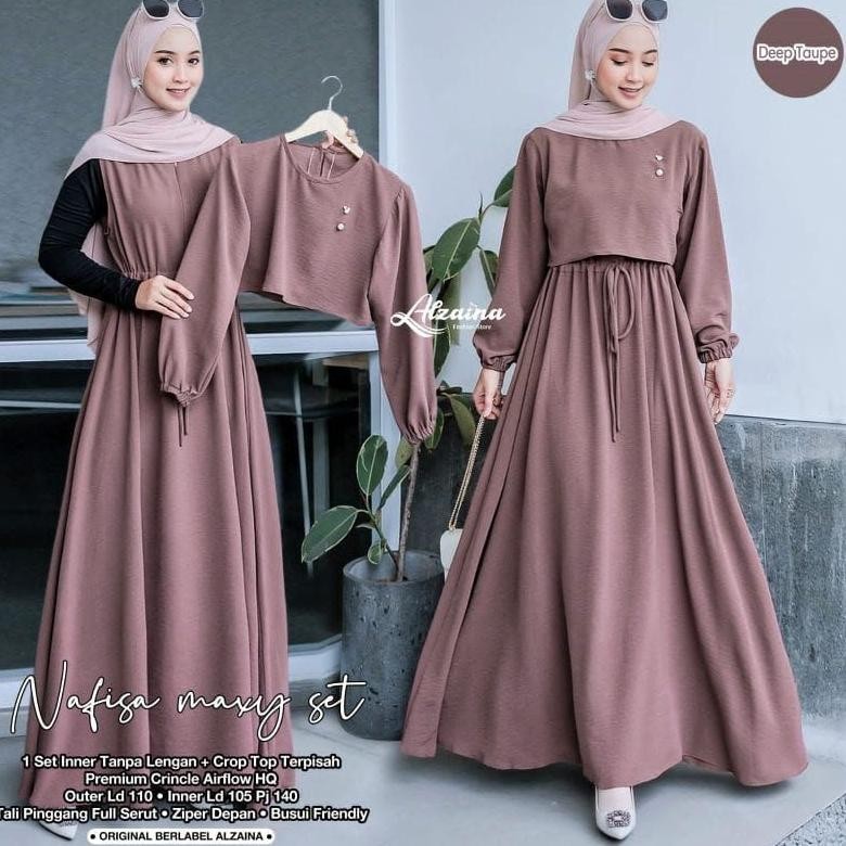 Flash Sale Gamis Nafisa Atasan Pisah Bahan Crinkle Airflow Premium / Nafisa Maxy / Outer Crop Setela