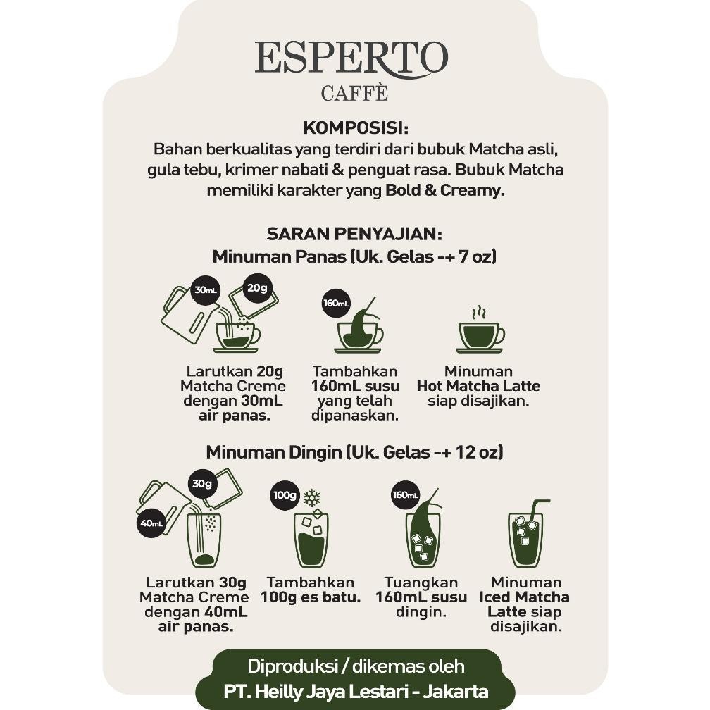 

Esperto Caffe Matcha Creme 1000Gr Terbaik
