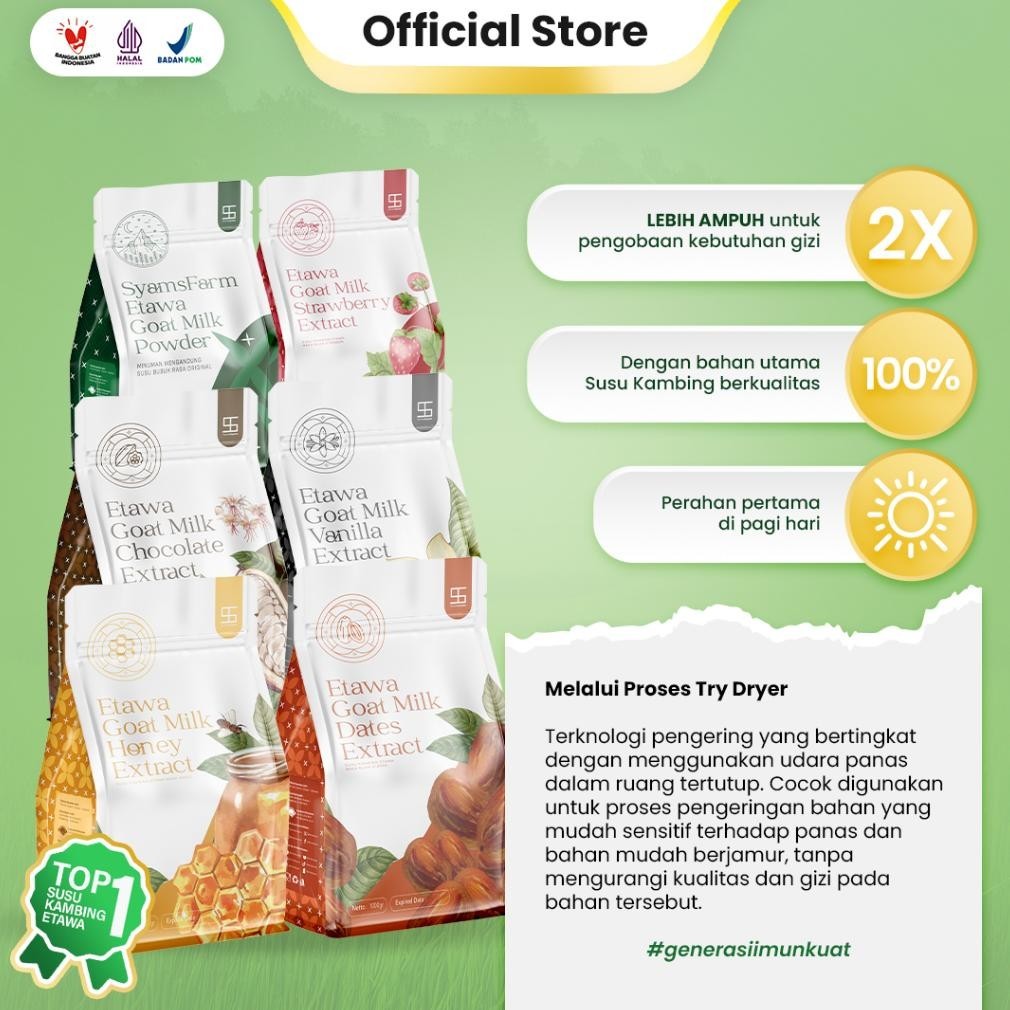 

Ternak Syams - Susu Kambing Etawa Bubuk Rasa Varian Kurma Syams 1000 Gram Pure Murni Alami Organik Pasteurisasi Tanpa Campuran Gula Tanpa Krimer Original Mentah Kiloan Asli Natural 1 Kg Cod Bayar Ditempat Etawaku Platinum Skygoat Sr12 Terbaik