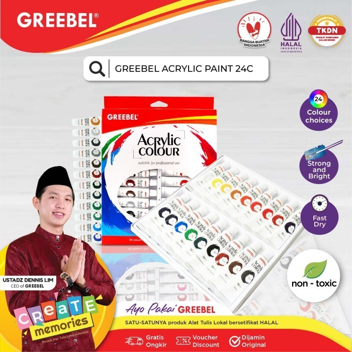 

Greebel Cat Akrilik Acrylic 10 Ml 24 Warna Untuk Anak Art Melukis