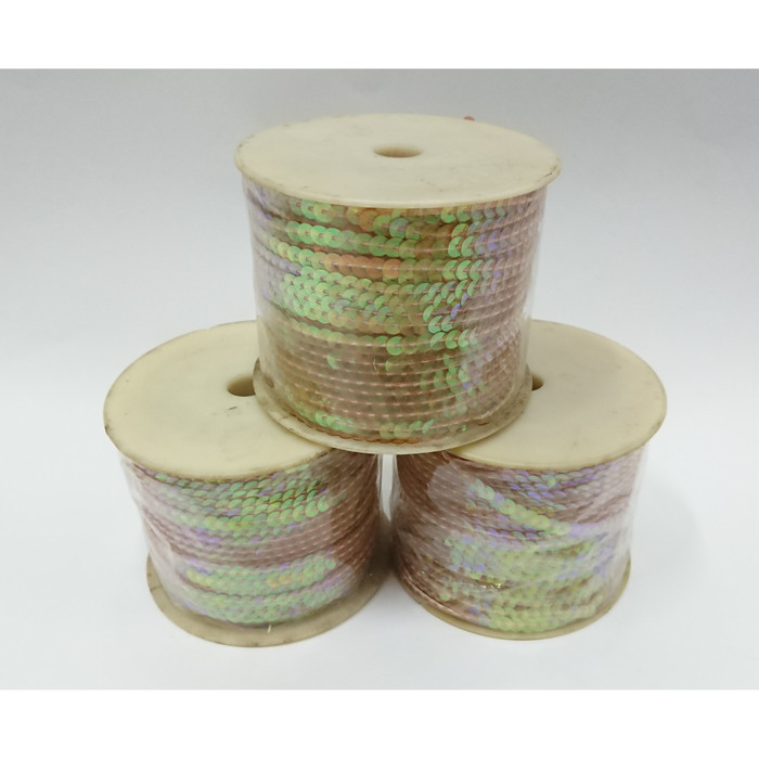 Ramboci Payet Renteng Rantai Flat 6Mm Sequin Manik (Per Roll)