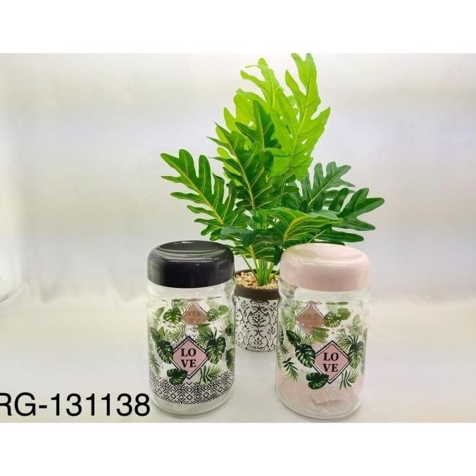Palm Leaf Glass Jar Toples Kaca Kue Kering Lucu Unik Besar | Jar Kaca