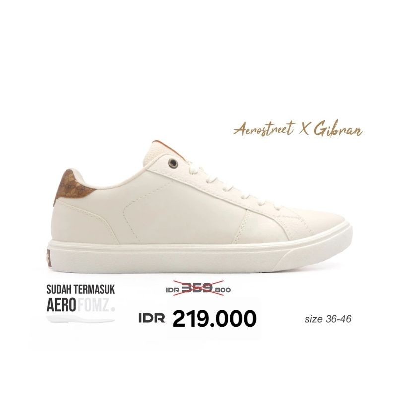 Aerostreet X Gibran Putih Emas - Sepatu Sneakers Casual