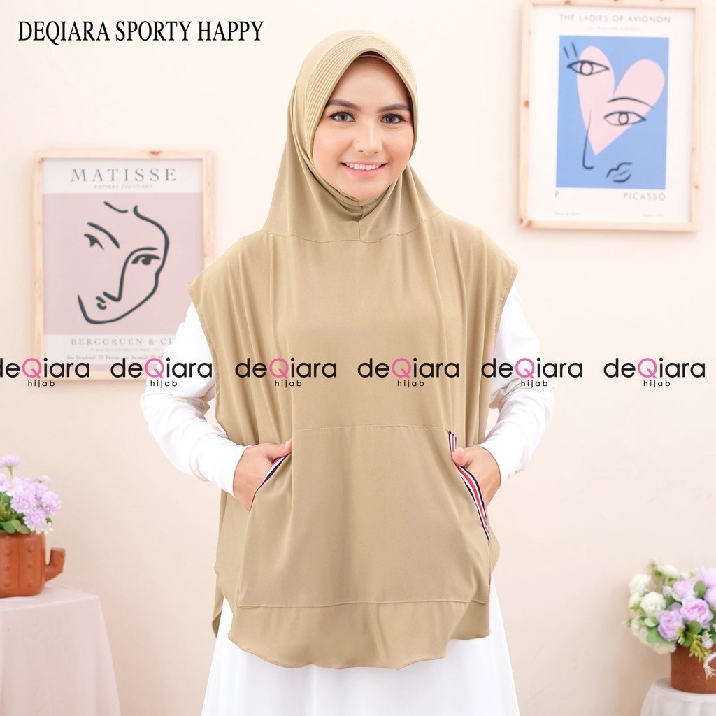 NEW PREMIUM DAILY HIJAB Jilbab Instan Bergo Sporty Happy Ori Deqiara BY QOID