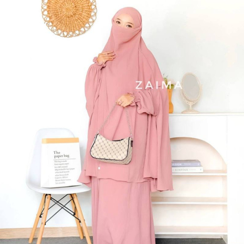 NEW PREMIUM DAILY HIJAB One Set (Khimar + Rok) French Khimar Set Rok Airflow Crinkle Hijab Khimar