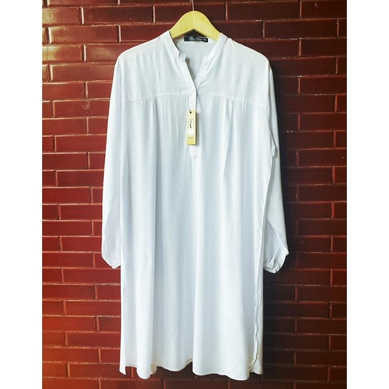 Big Sale Long Tunik Atasan Polos Katun Rayon Putih White Black Hitam Merah Maroon Hijau Army Kuning 