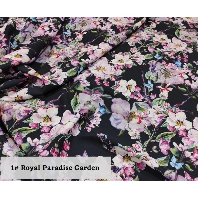 

Kain Print Bunga Sutra / Woolpeach - Royal Paradise Garden Permeter New