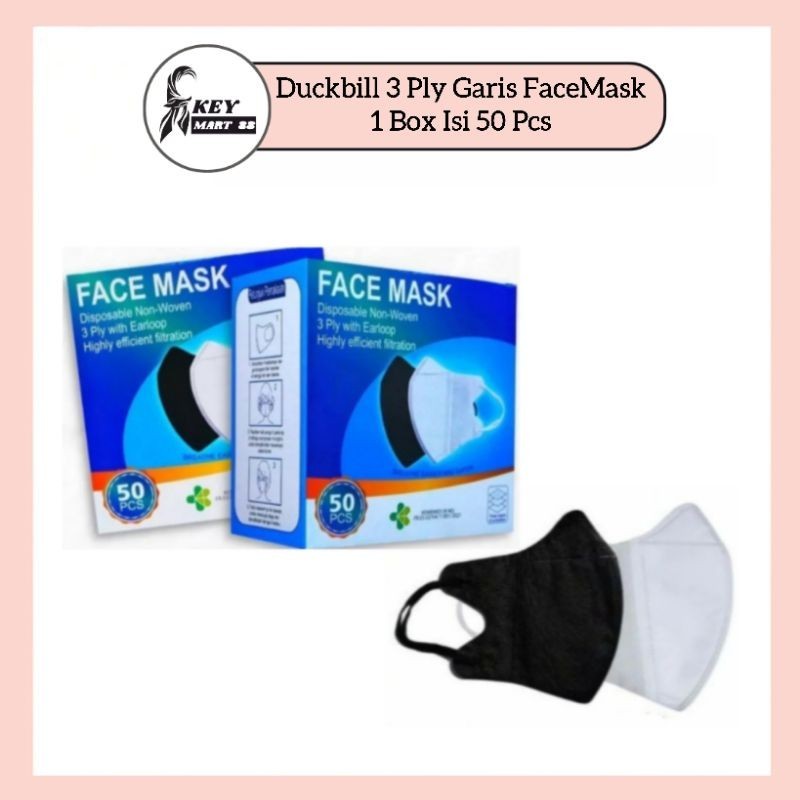 Masker Duckbil / Duckbill 3 Ply Face Mask 1 Box Isi 50 Pcs