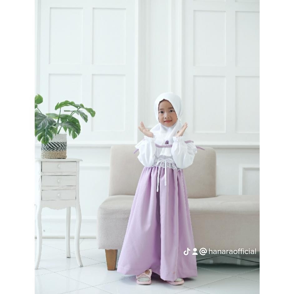 Gamis Set Hijab Hanara Lilac Dress Anak Perempuan Hanara Lilac Free Ongkir Dan Bisa Cod