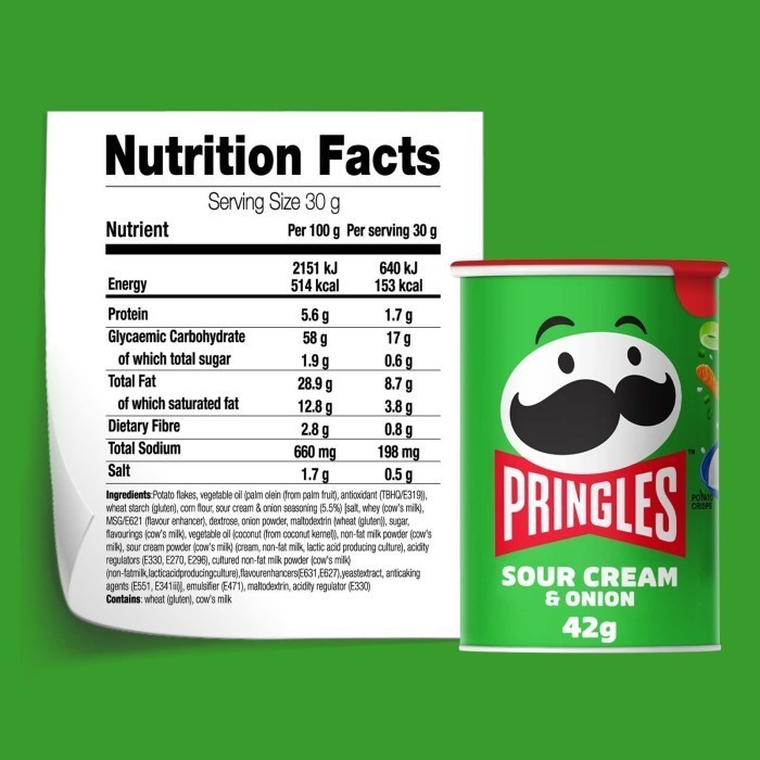 

TERBAIK [CARTON DEALS] Pringles Sour Cream & Onion Keripik 42gr (12 pcs)